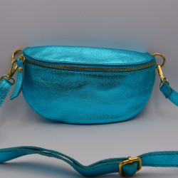 Sac Banane Cuir Irisé bleu