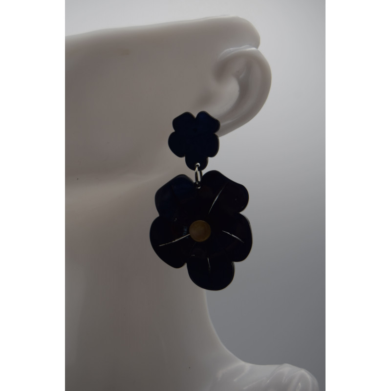 Boucle Fleur Bleu Marine