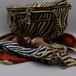 Sac Banane Zébré Croute De Cuir