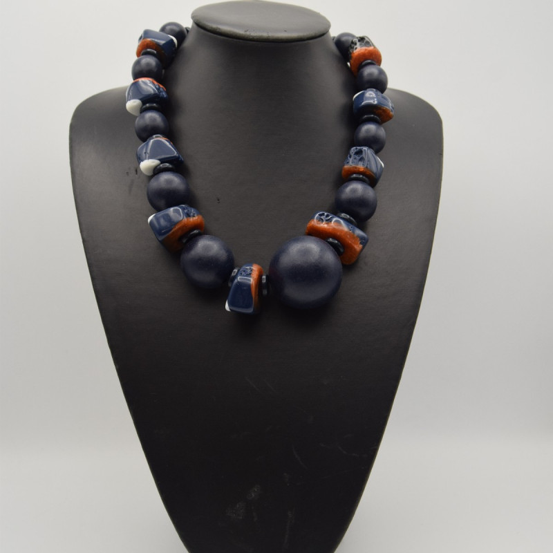 Collier Boules Bleu