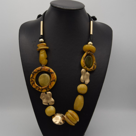 Collier Noir Et Moutarde