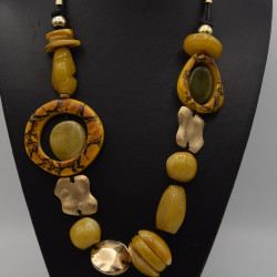 Collier Noir Et Moutarde