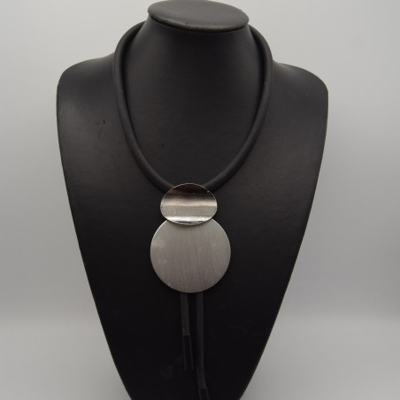 Collier Caoutchouc Noir et Gris