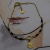 Bracelet Acier Inoxydable Perles Noires