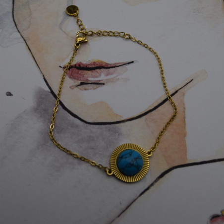 Bracelet Acier inoxydable Pierre Bleu