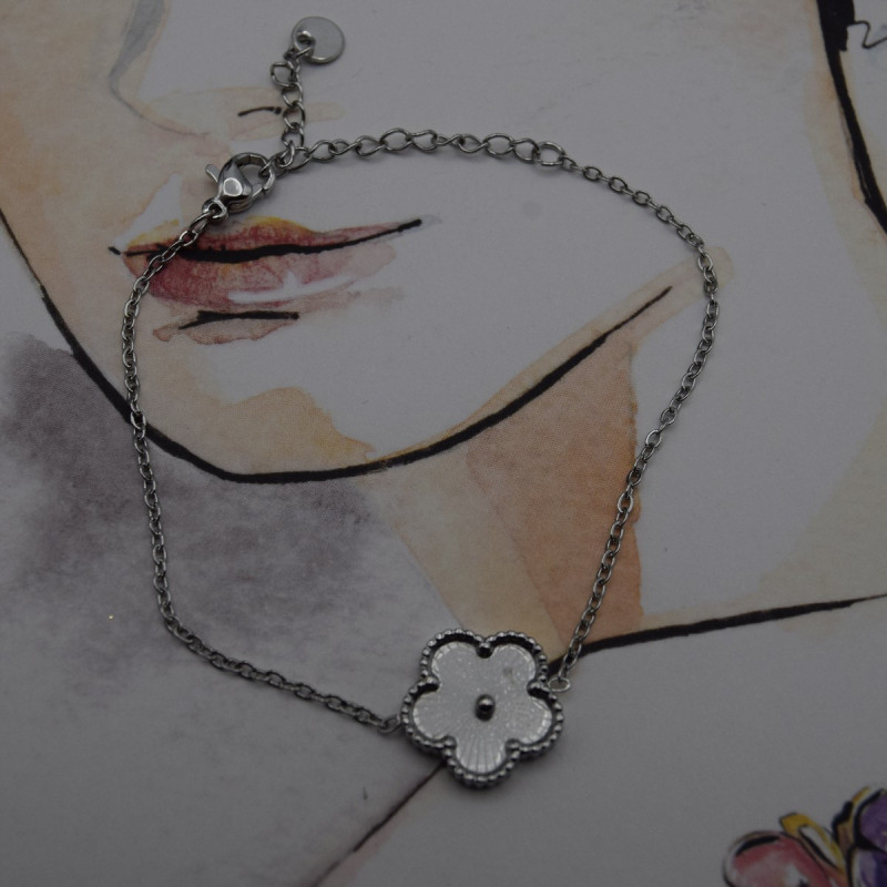 Bracelet Acier inoxydable fleur Nacré Bracelet Acier inoxydable fleur Nacré