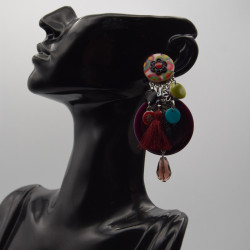 Boucle Pompons Bordeaux IKITA